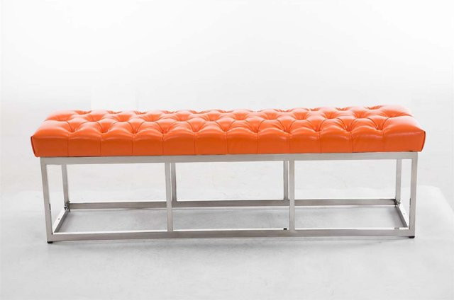 TPFLiving Sitzbank Amor in Orange mit Kunstleder und matt gebürstetem Edelstahlgestell - Bild 1