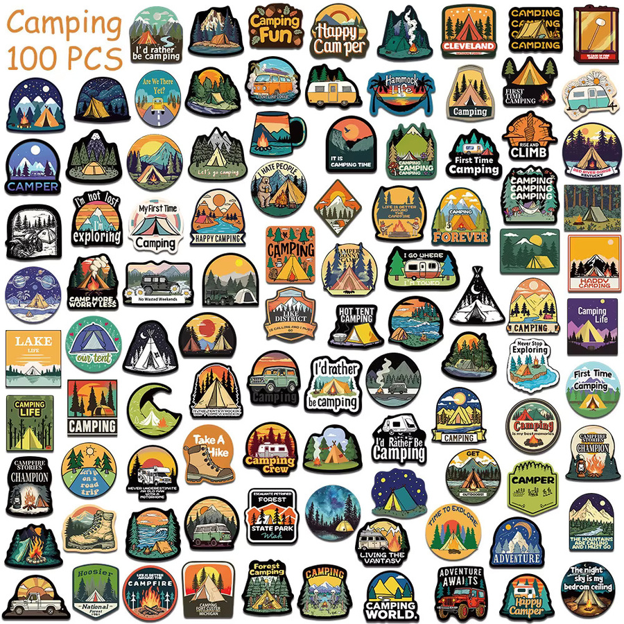 Rspctou Retro Outdoor Reise Camping Cartoon Aufkleber, 10-teiliges Set, multicolour - Bild 3