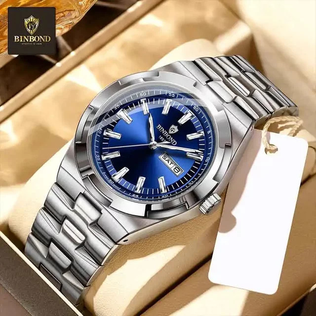 BINBOND Armbanduhr Quarz, Edelstahl, Blau, Herren - Bild 1