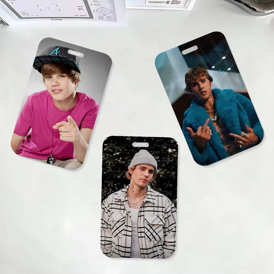 Singer J-Justin B-Bieber Ausweishalter mit Umhängeband für Büro und Schule, Multicolour - Bild 3