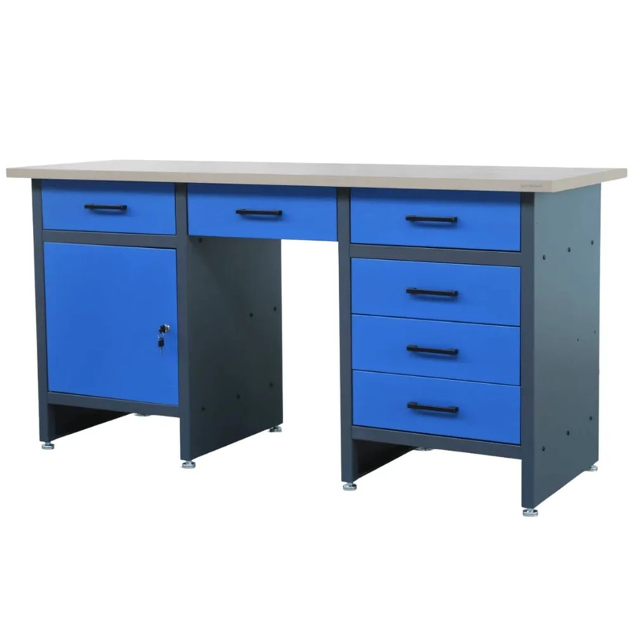 DELUKE Werkbank für Profis aus Stahl und Spanplatte, Anthrazit-Blau, B/T/H: 170 x 60 x 85 cm - Bild 2