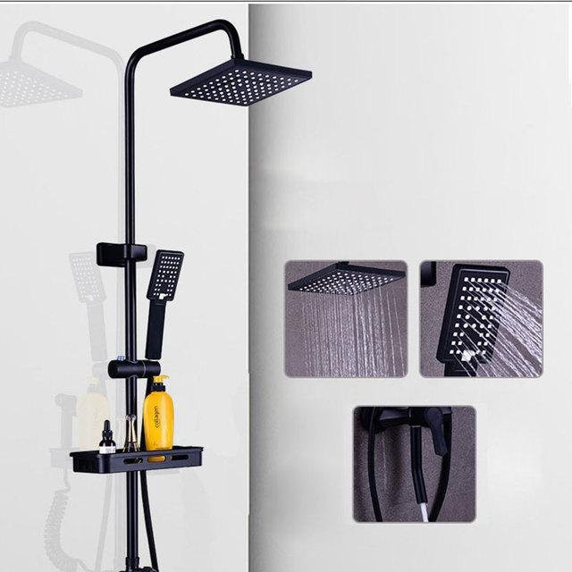 WTEMPO Duscharmatur-Set in Mattschwarz mit Regendusche und Thermostatbatterie zur Wandmontage - Bild 1