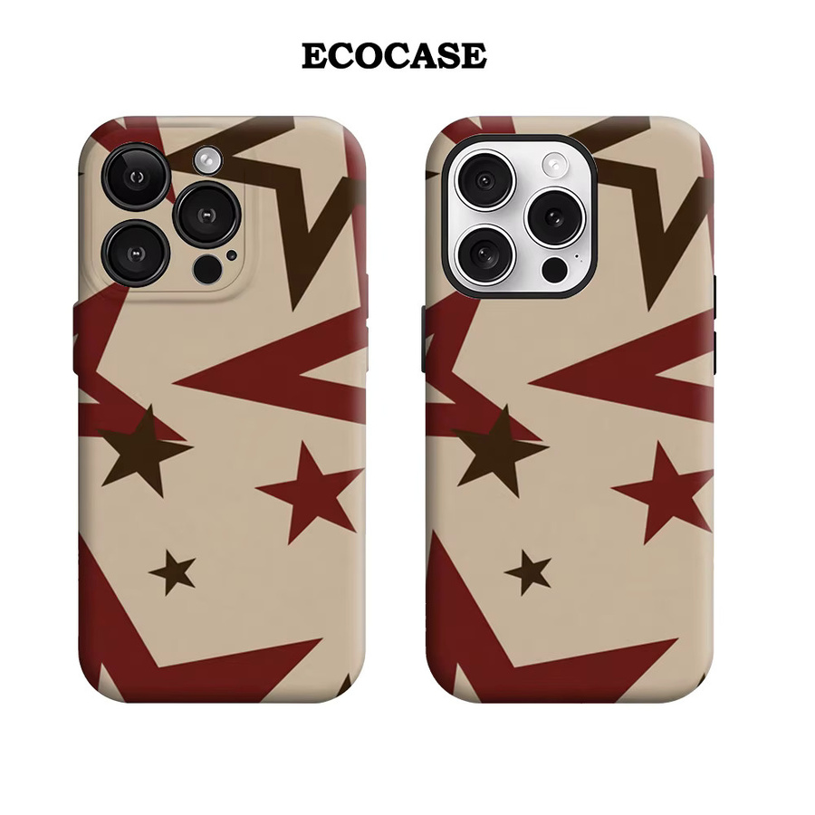 Handyhülle mit Retro-Sternmuster für iPhone 11 bis iPhone 17 Pro Max Plus in Multicolour mit doppelschichtiger Rückseite von Potdemiel - Bild 2
