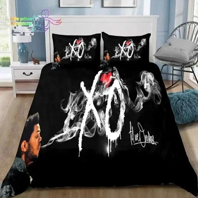 Bettwäsche Set XO The Weeknd mit Bettbezug und Kissenbezug, Farbe Schwarz, B/H: 135 x 200 cm - Bild 1