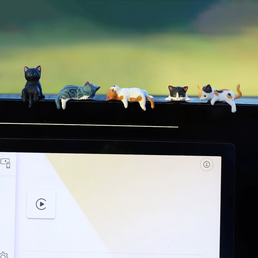 5er Set ACRDDK Niedliche Katzenfiguren als Monitor-Deko und Miniatur-Landschaft für deinen Schreibtisch in Multicolour - Bild 3