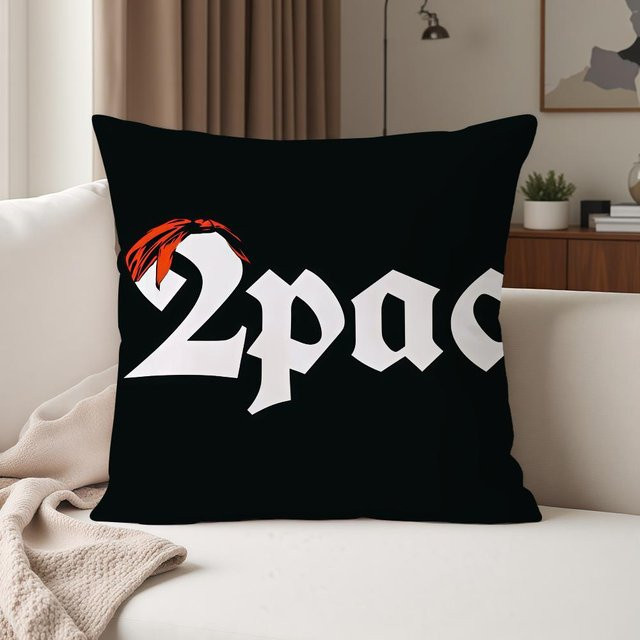 Kissenbezug mit Tupac Shakur 2Pac Motiv aus Peach Skin für Schlafzimmer, Wohnzimmer und Auto, B/B/H: 18 x 18 x 18 cm - Bild 1