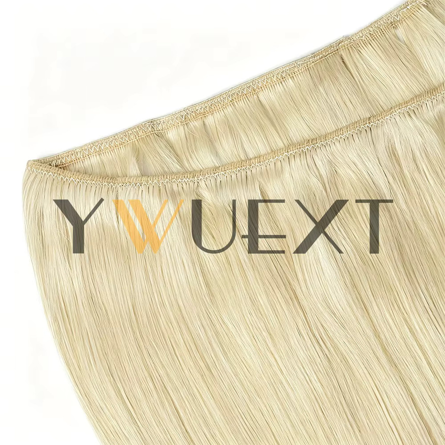 YWUEXT Echthaar-Tressenverlängerungen, glatt, blonde Haarbündel, 50g, Damen - Bild 2