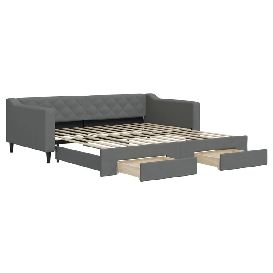 vidaXL Tagesbett ausziehbar mit Schubladen in Grau mit modernem Design und Polsterung - Bild 2