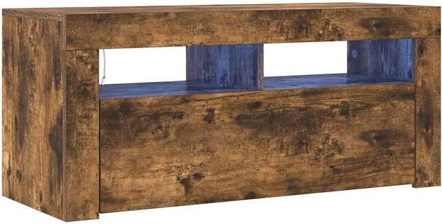 vidaXL TV-Schrank mit LED-Leuchten in Räuchereiche, modern, B/T/H: 90 x 35 x 40 cm - Bild 1