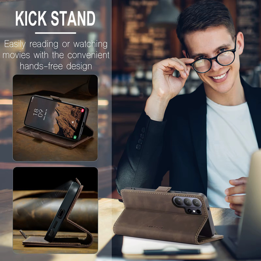Luxuriöse Leder-Brieftasche Handyhülle für Samsung Galaxy S26 Ultra, S25 FE und S26 Plus in Blau mit Kartenfächern und Standfunktion - Bild 5