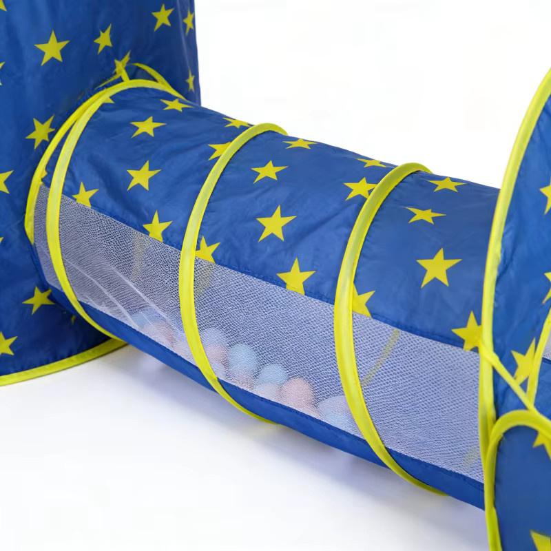 IMBABY Spielzelt Set mit Sternenmuster und Weltraum-Design in Blau inklusive Bällebad und Spieltunnel für Kleinkinder - Bild 4