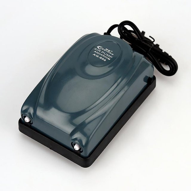 Global Finds AQ908 Doppelausgang Luftpumpe in Blau mit Schläuchen und Ausströmersteinen für Angeln und Fischzucht, 5W - Bild 1
