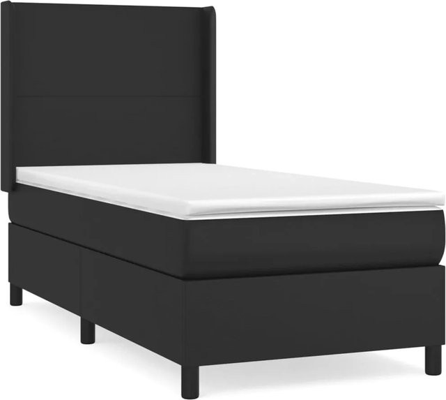 vidaXL Boxspringbett mit Matratze Schwarz Kunstleder B/T/H: 80 x 200 cm - Bild 1