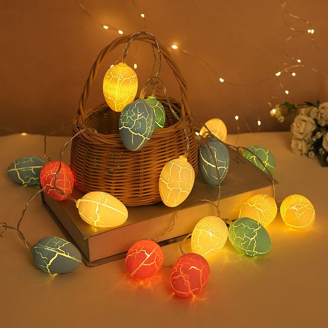 ZQCXLD LED Ostern Lichterkette mit 10 bunten Eier-Anhängern, 1,5 m Länge, Mehrfarbig - Bild 1