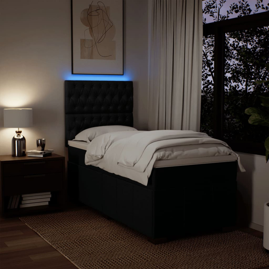 vidaXL Boxspringbett mit Matratze in Schwarz, Hybrid-Bett mit USB-Ladeport und Unterbettbeleuchtung, B/T/H: 80 x 200 x 140,5 cm - Bild 7