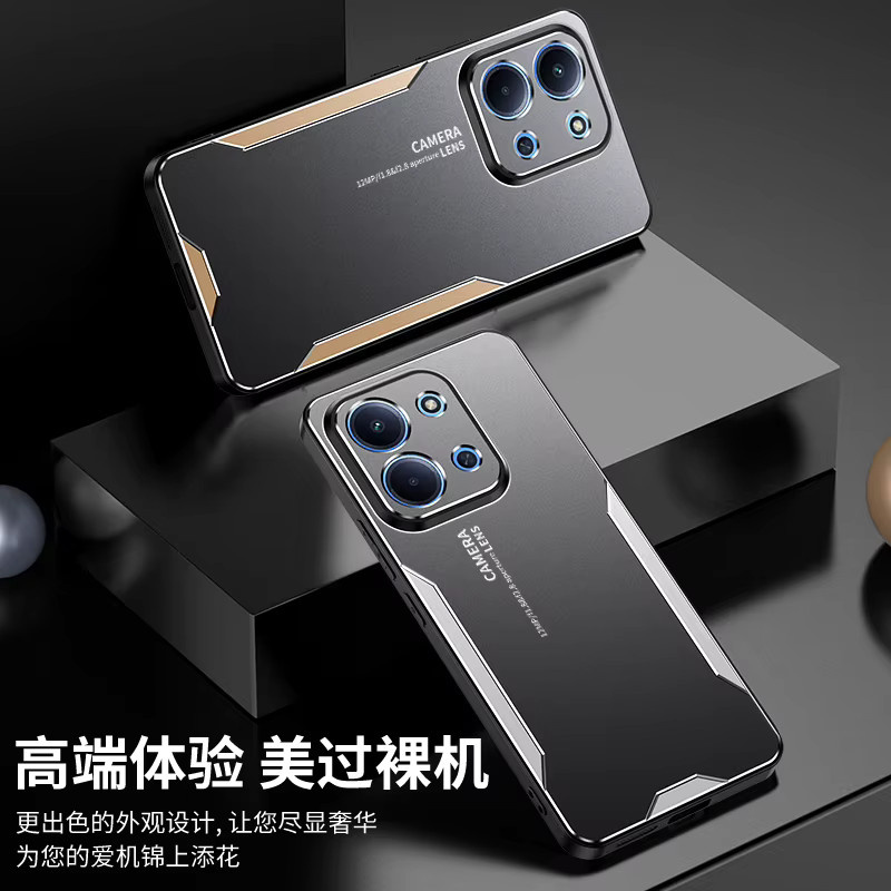 Stoßfeste Handyhülle aus Aluminiumlegierung und hartem PC für Xiaomi Redmi 15C und POCO C85 in Schwarz und Gold - Bild 2