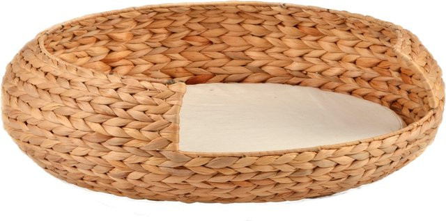 Rohrschneider Tierkorb Bira aus Wasserhyazinthe für Katzen in Beige und Braun mit abnehmbarem Bezug - Bild 1