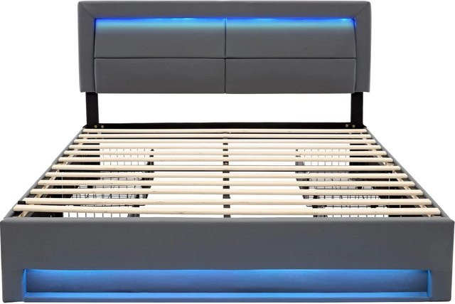 okwish Polsterbett Grau mit USB-Anschluss für Kinderzimmer und Schlafzimmer, B/T: 140 x 190 cm - Bild 1