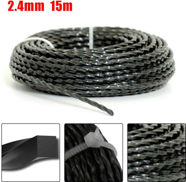 Vibratite Nylon-Trimmerfaden als Hochleistungs-Gartenrasen-Drahtbürste, 2,4 mm Schnur, 15 Meter, Schwarz - Bild 1