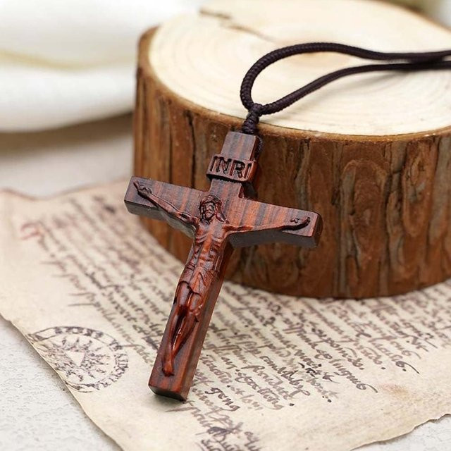 Happy Camp Halskette Jesus-Kreuz, Holz, braun, Unisex - Bild 1