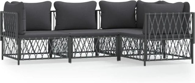 vidaXL 4-tlg Garten-Lounge-Set in Anthrazit mit Kissen aus Textilene und pulverbeschichtetem Stahl - Bild 1