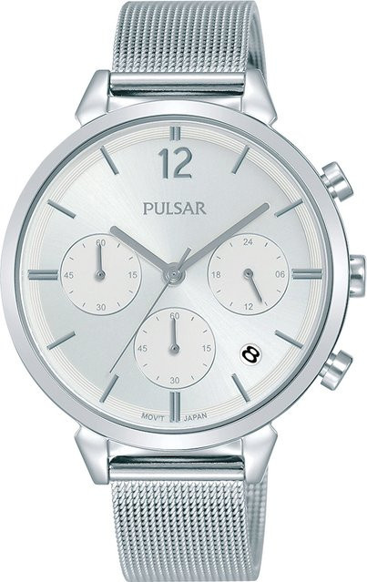 Pulsar Chronograph Damenuhr, Quarz, Edelstahl, Silber, 36 mm, 5 ATM - Bild 1