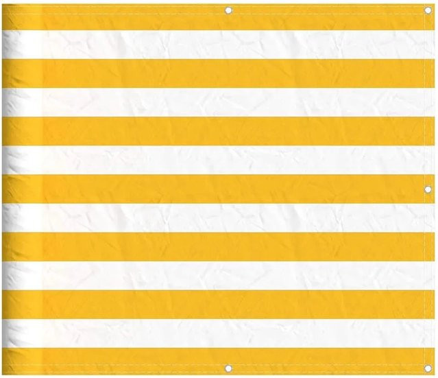 vidaXL Balkon-Sichtschutz aus Polyester, Gelb und Weiß Gestreift, Breite: 90 cm, Höhe: 1000 cm - Bild 1