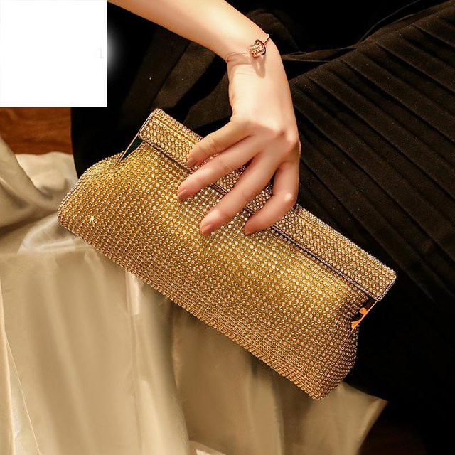 Clutch Tasche Damen, Diamant, gold, mit Kette - Bild 1