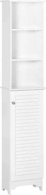 HOMCOM Badezimmerschrank mit Lamellentür und höhenverstellbarem Regal in Weiß - Bild 1
