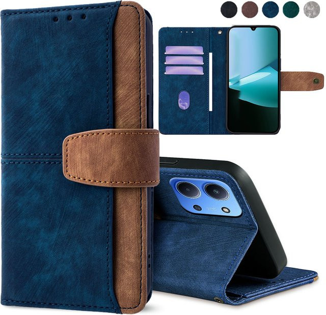 Xiaomi Handyhülle im Flip-Book-Stil mit Metallschnalle für Poco C85 C75 C71 C61 C65 C51 C50 in Grau - Bild 1