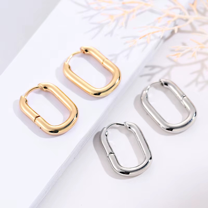 laoloutian Creolen, Gold, geometrische U-Form, Unisex - Bild 3