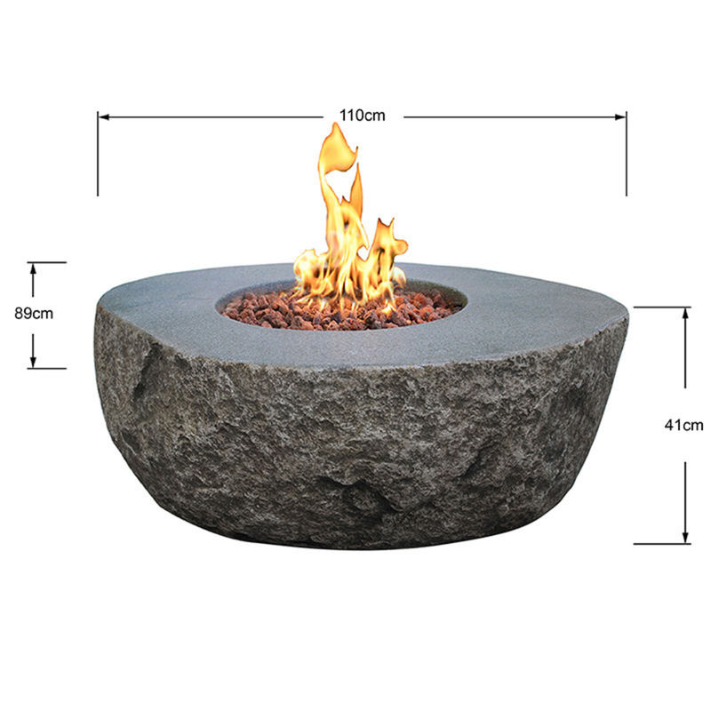Elementi Gasfeuerstelle Vesuv Set in Naturstein-Optik aus Faserbeton, grau, B/T/H: 145,5 x 90 x 41 cm - Bild 3