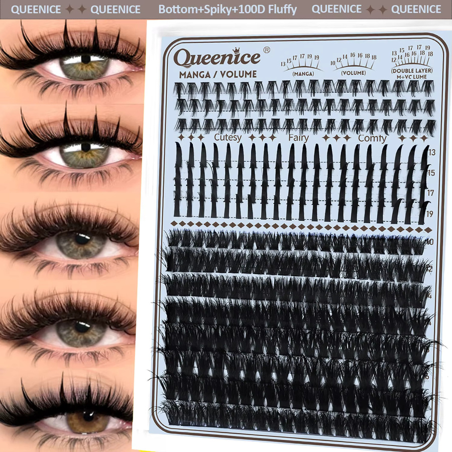 QUEENICE Spiky Cluster Lashes Mix-Set, Einzelwimpernverlängerung - Bild 2
