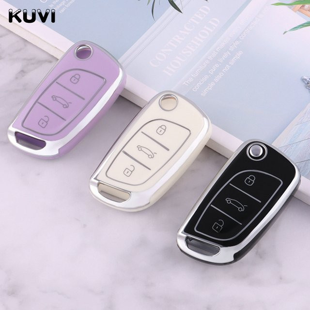 Kuvi TPU Auto Flip Schlüsselhülle für Citroen C1 C2 C3 C4 C5 XSARA PICA, Peugeot 306 407 807 und DS DS3 DS4 DS5 DS6 - Bild 1