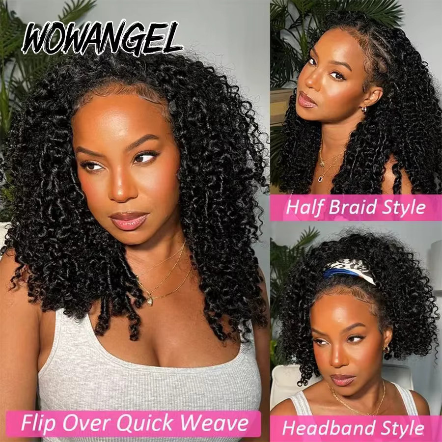 wowangel 3-in-1 Halbperücke, spiralförmige Locken, Echthaar, Damen - Bild 3