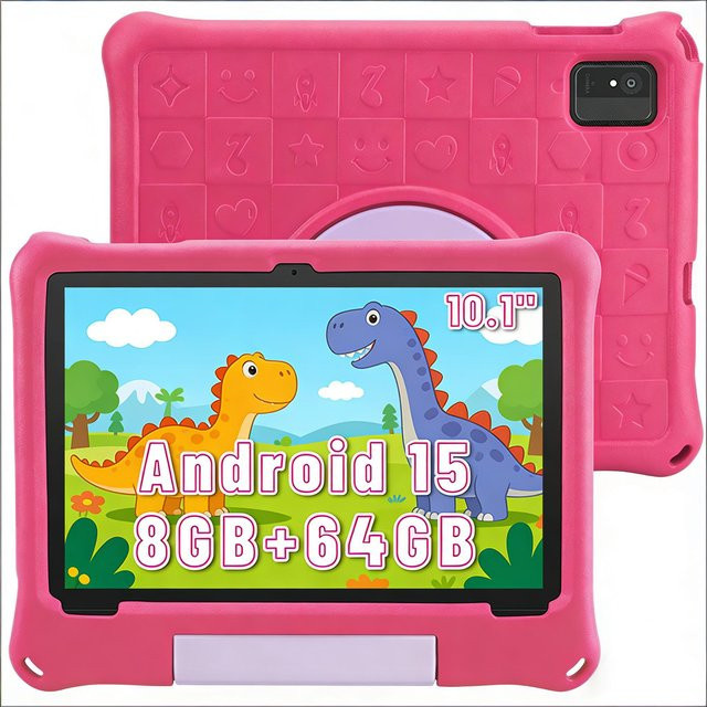 Paitanry Android 15 Tablet mit 10,1 Zoll HD Touchscreen, Octa-Core, 8GB RAM, 64GB ROM und 5000mAh Akku, Kinder-Lerntablet mit WLAN in Blau oder Pink - Bild 1