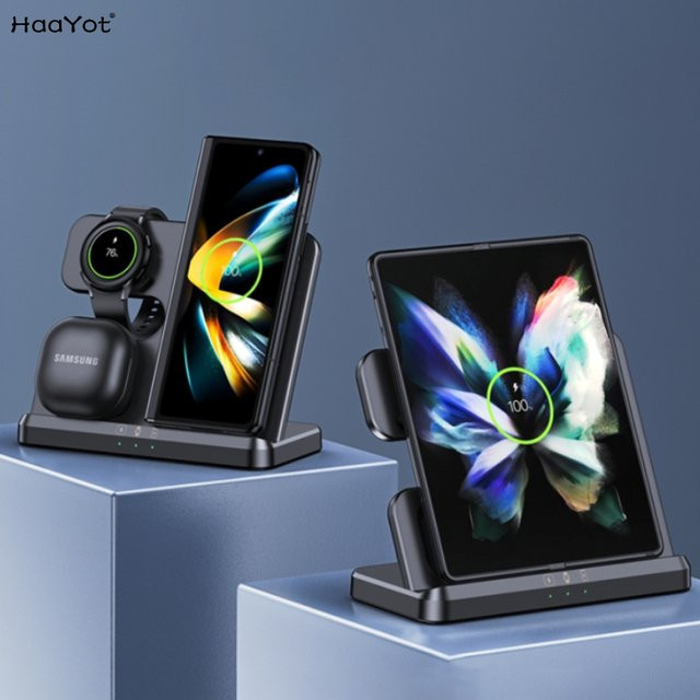 Samsung Galaxy 3-in-1 Kabelloses Ladegerät Schnelle Ladestation in Schwarz für Galaxy Z Flip Fold S26 Ultra und Galaxy Watch - Bild 1