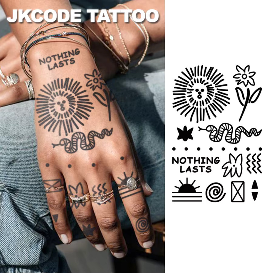 JKCODE TATTOO Semi-Permanentes Tattoo-Set, 2-teilig, Unisex, wasserfest - Bild 3