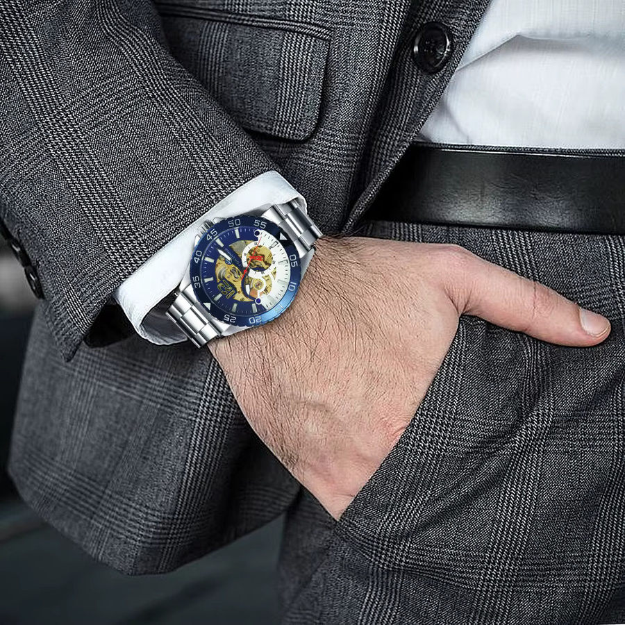 Forsining Armbanduhr, Automatik, blaue Lünette, Edelstahl, Herren - Bild 6