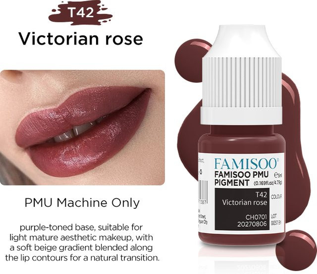 FAMISOO Lippen-Tattoo-Tinte, Victorian Rose, 5 ml, Matt - Bild 1