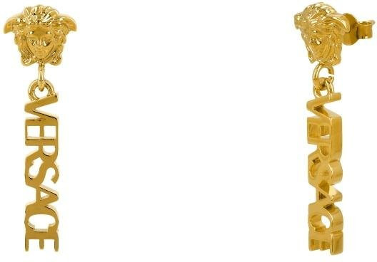 Versace Hängeohrringe, Messing, Gold, Damen, beige - Bild 1