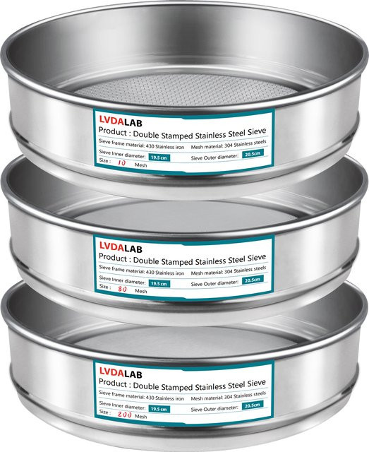 DXY Labor Test Sieb Set aus 304 Edelstahl in Silber, 3-teiliges Sortiment - Bild 1