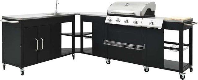 Gasgrill Set 4+1 HOEK DE & AT Modell von VD Home Furnishing in Schwarz aus Edelstahl mit Thermometer und Rollen - Bild 1