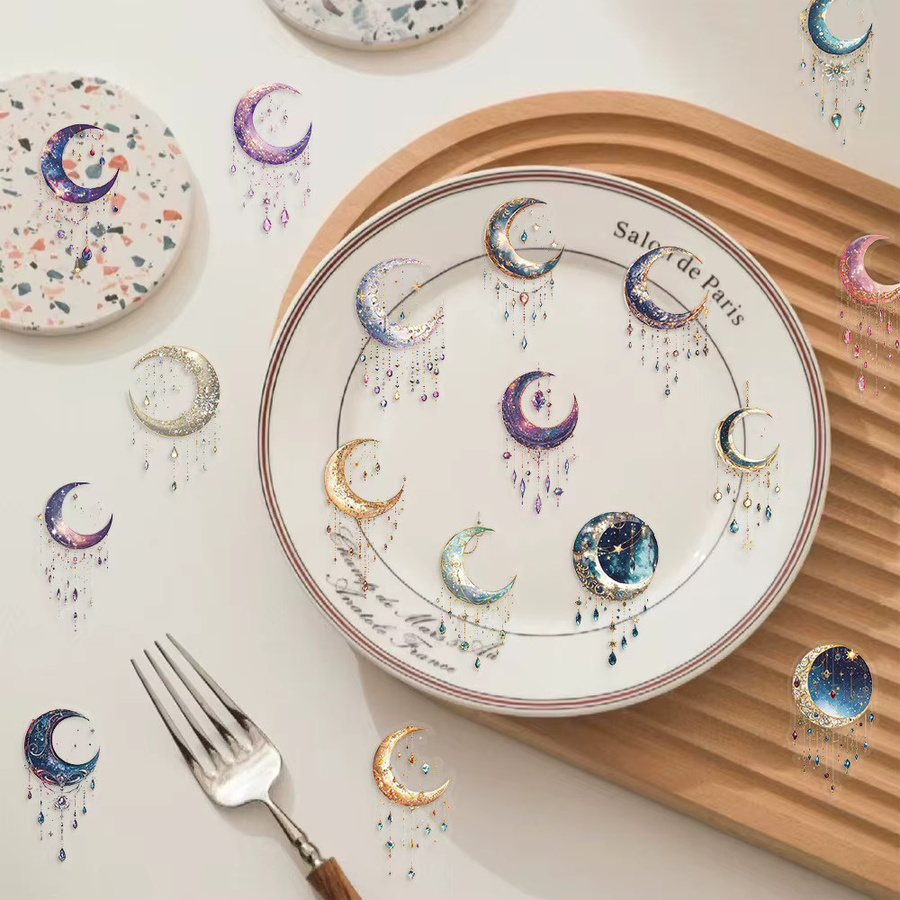 50 Stück transparente Cartoon-Aufkleber mit Galaxie-Motiv von AnimeWorlds Store, wasserfeste PET-Aufkleber für Notebook, Gitarre und Sammelalben, Multicolor - Bild 3