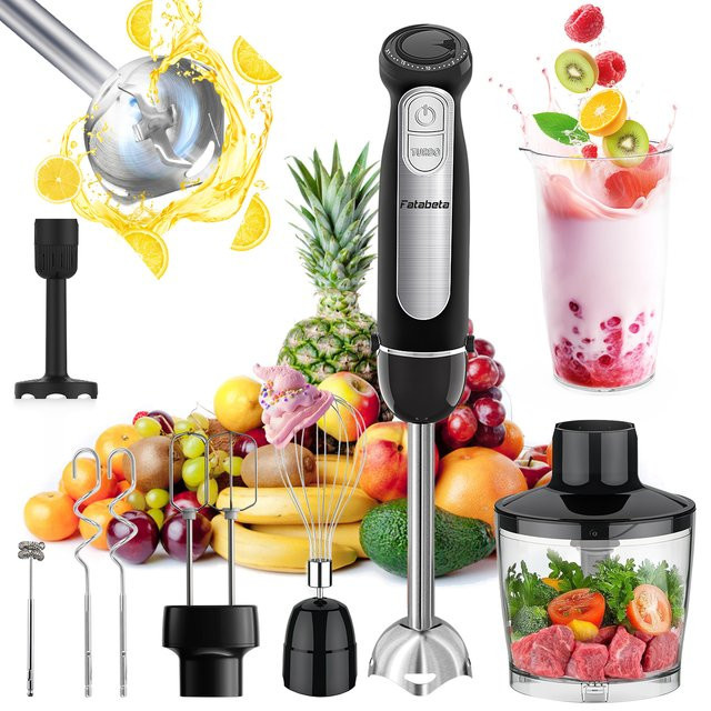 Fatabeta 9-in-1 Stabmixer in Schwarz mit 1500W Leistung, 21 Geschwindigkeiten und Turbo-Funktion, inklusive Schneebesen, Zerkleinerer, Milchaufschäumer und Stampfer aus Edelstahl - Bild 1