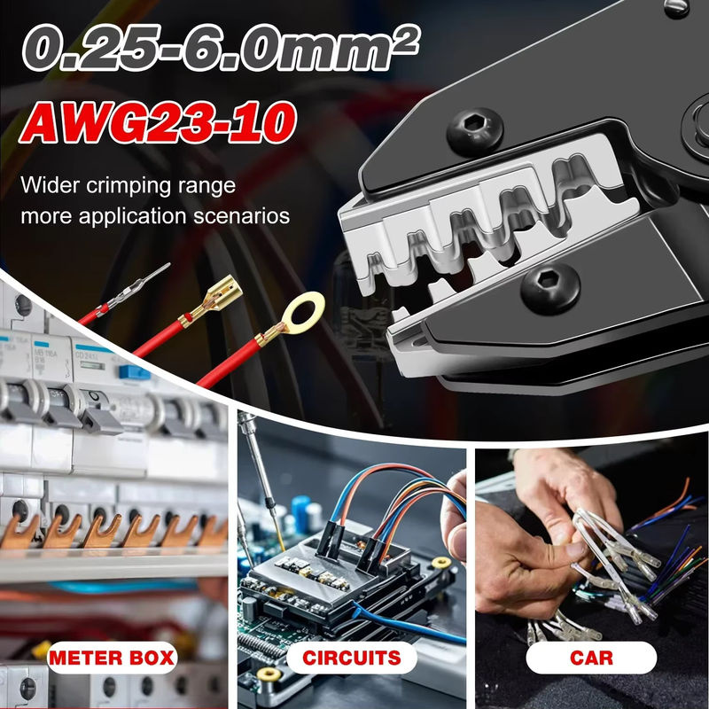 CLAMPLUS HS-2560 Crimpzange für XH2.54 SM2.54 Dupont und diverse Terminals 0,25-6mm2 23-10AWG Handcrimpwerkzeug - Bild 5