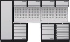 Kraftwerk Mobilio 5er Kombi Hochschrank mit 4, 5 oder 9 Schubladen in Edelstahl Optik Silber Grau - Bild 1