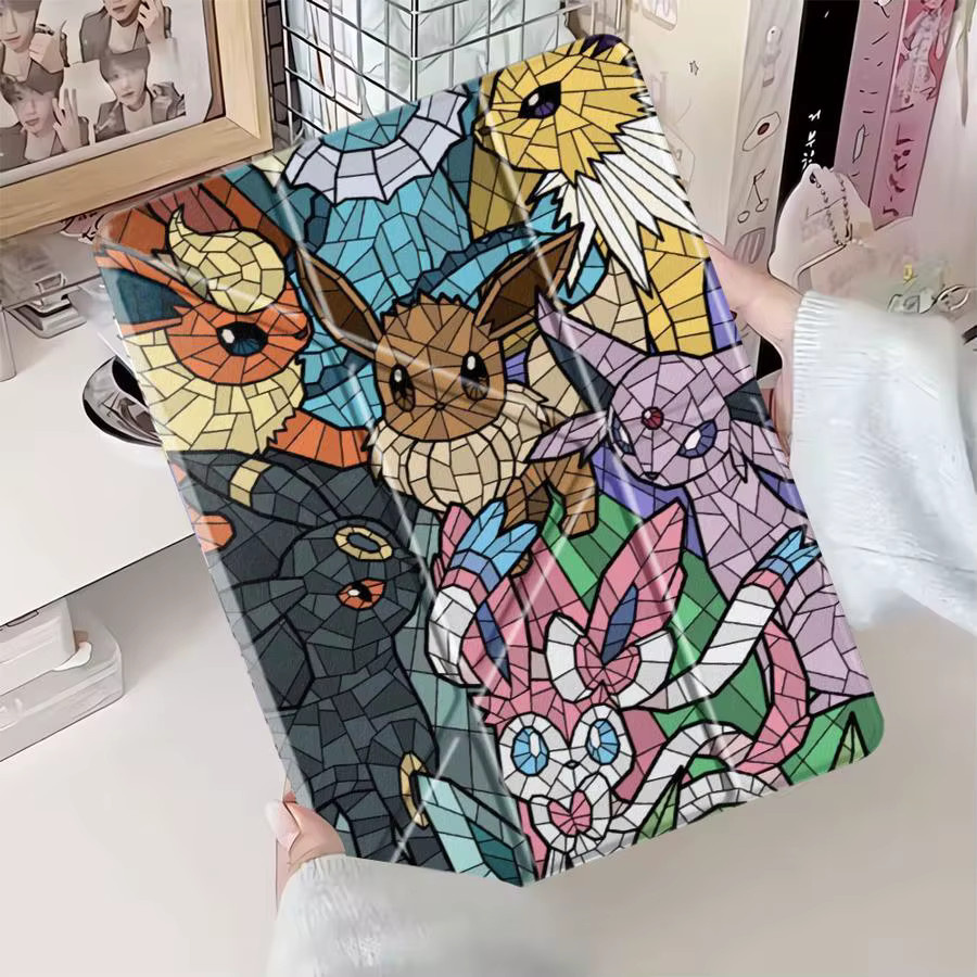Pokemon Tablet-Hülle im Cartoon-Design für iPad Air, Pro, Mini und iPad Generationen, Mehrfarbig - Bild 3