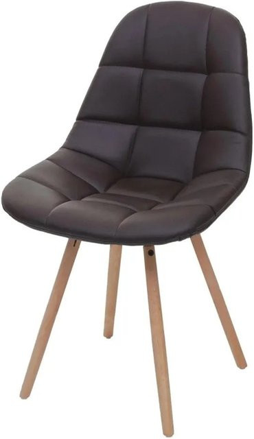 Esszimmerstuhl MCW A60 II im Retro 50er Jahre Design, Kunstleder Braun, Buche - Bild 1