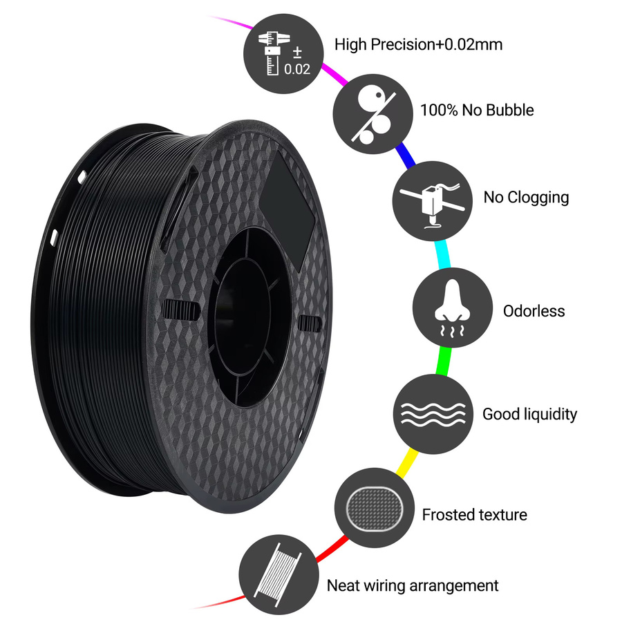 KINGROON Carbonfaser-Nylon Filament PA-CF, 1,75 mm, 1 kg, Schwarz - Bild 5